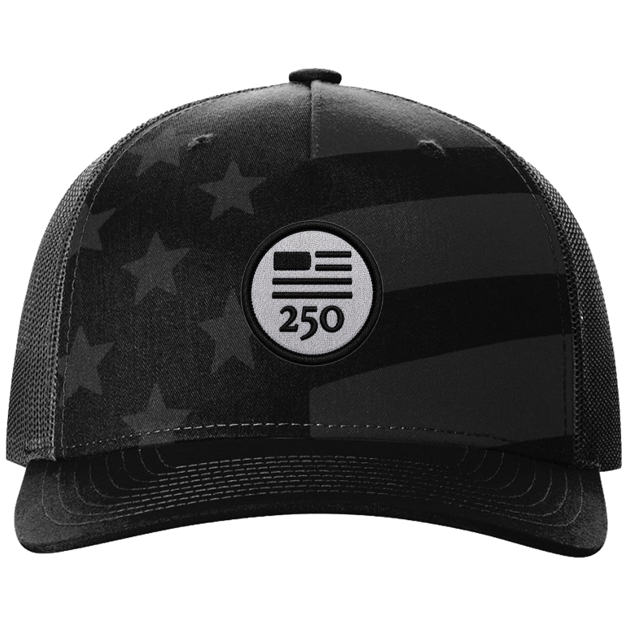 USA 250 HAT - BLACK STARS + STRIPES