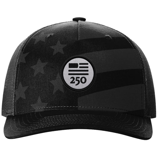 USA 250 HAT - BLACK STARS + STRIPES