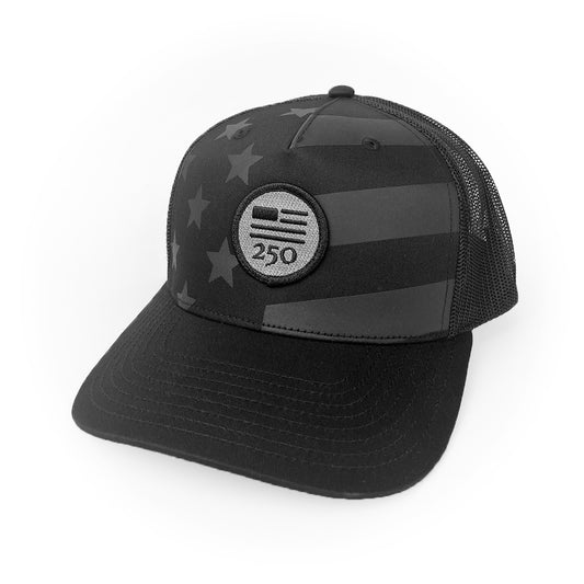 USA 250 HAT - BLACK STARS + STRIPES