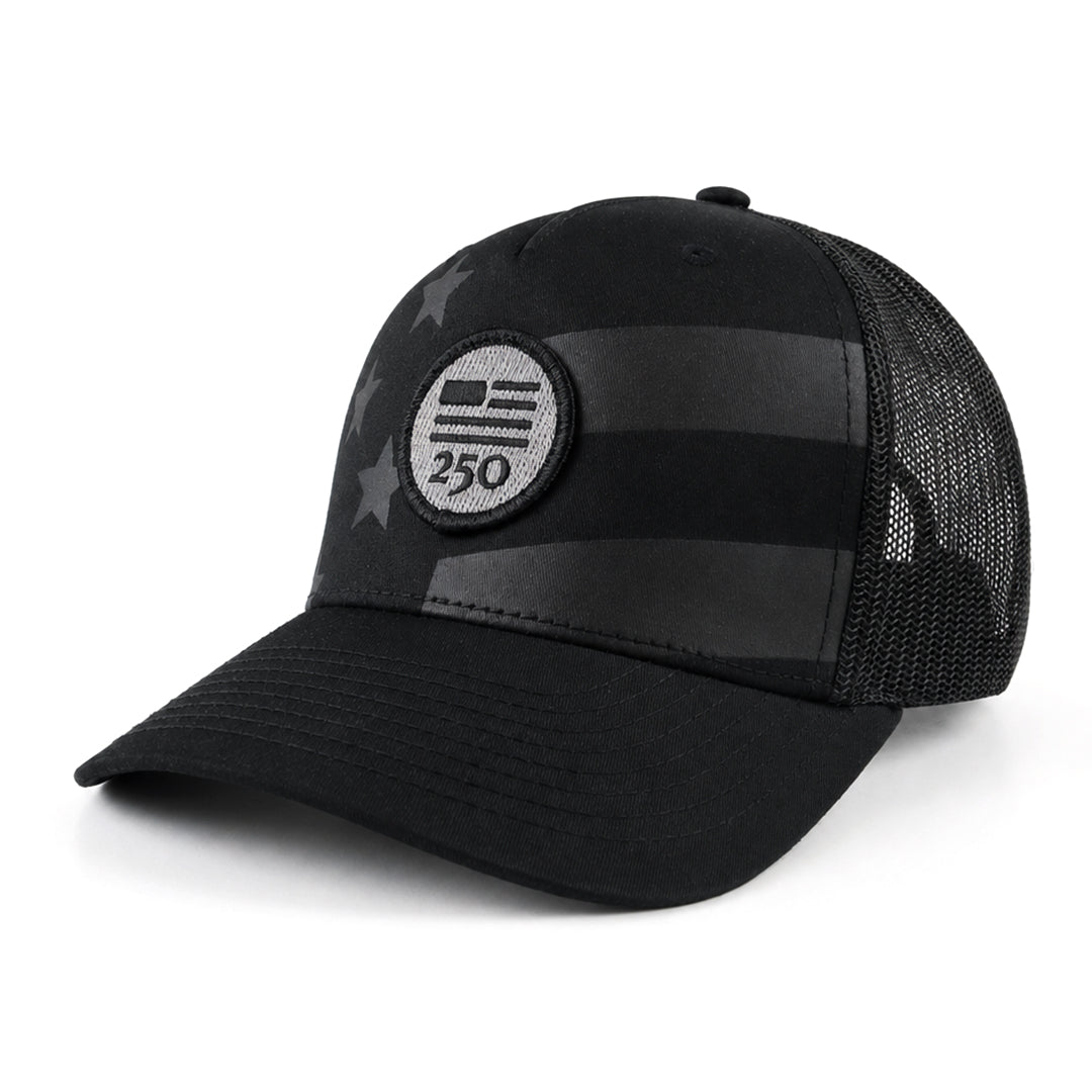 USA 250 HAT - BLACK STARS + STRIPES