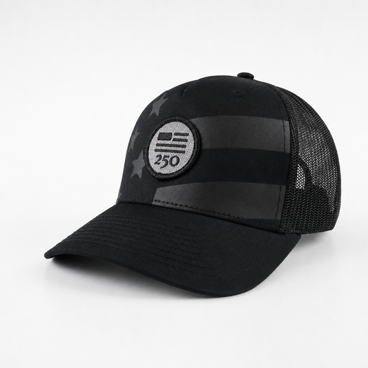 USA 250 HAT - BLACK STARS + STRIPES