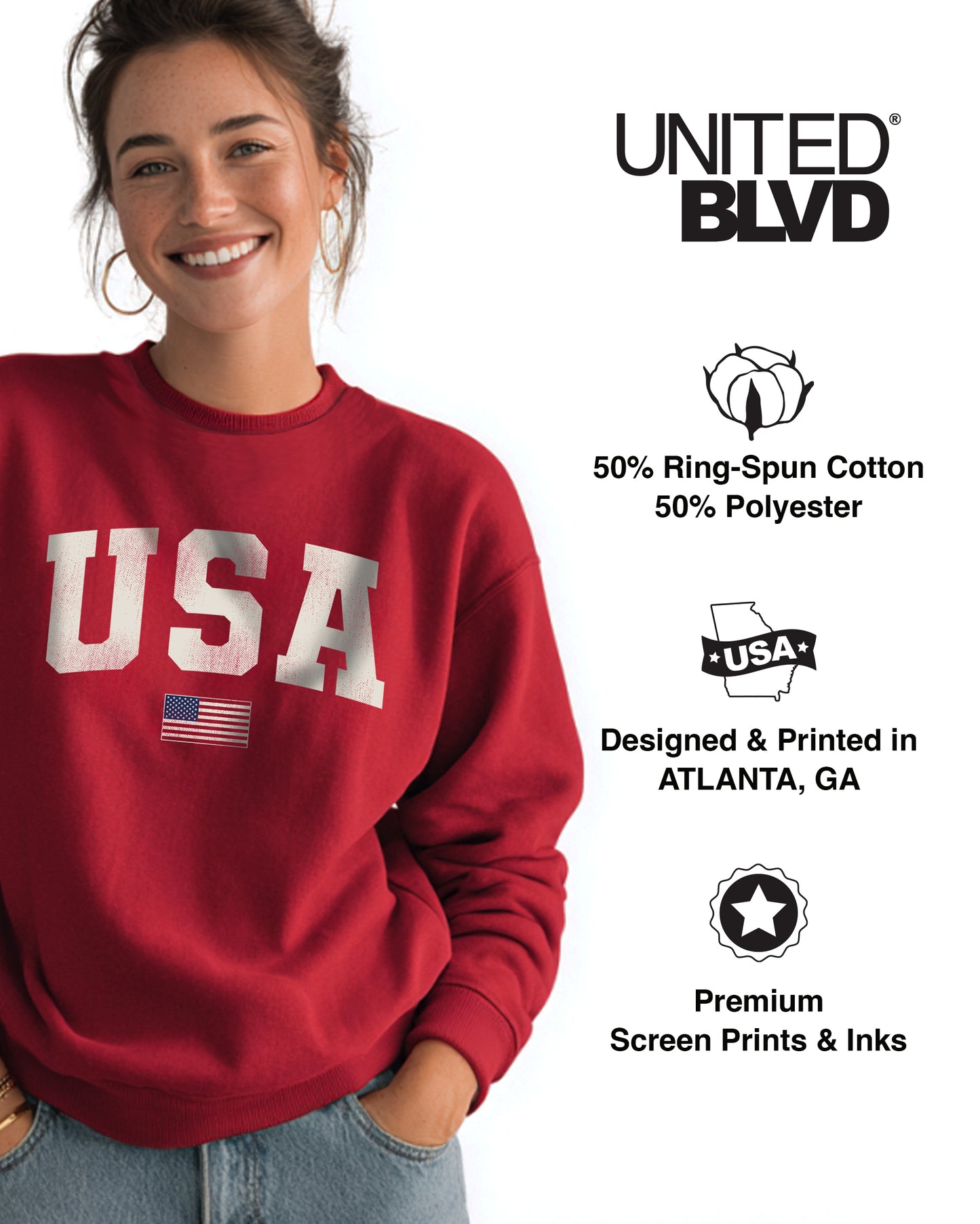 USA 250 SWEATSHIRT - RED